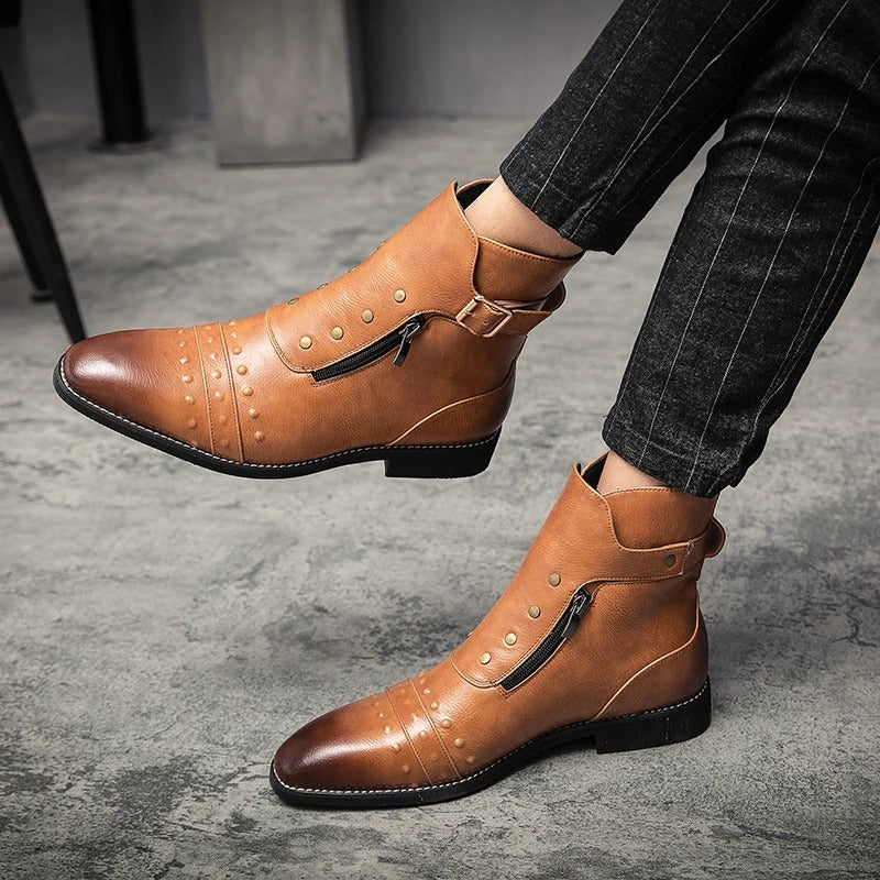 Baron Stud Leather Boots