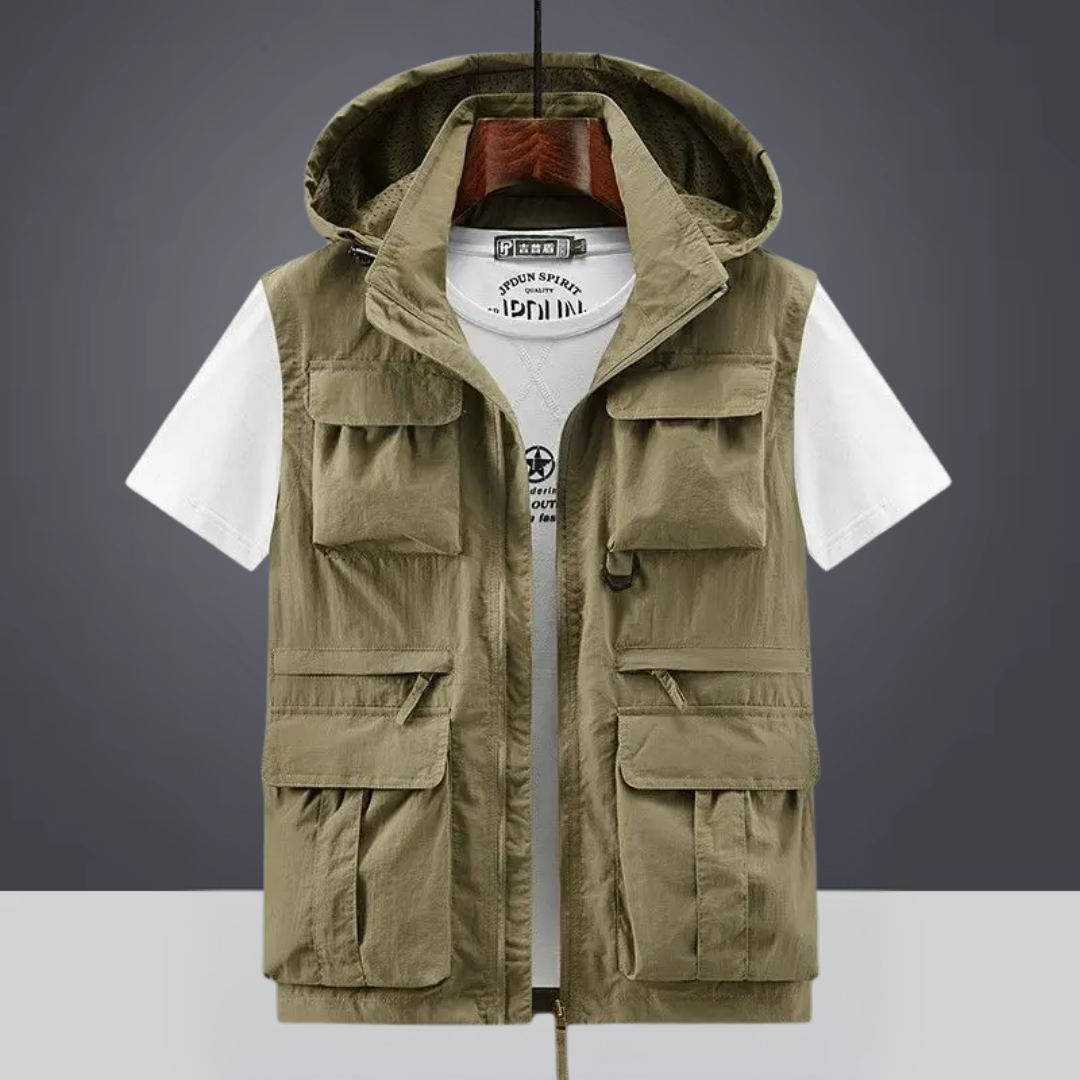 Colin – Hooded Multi-Pocket Breathable Cargo Gilet