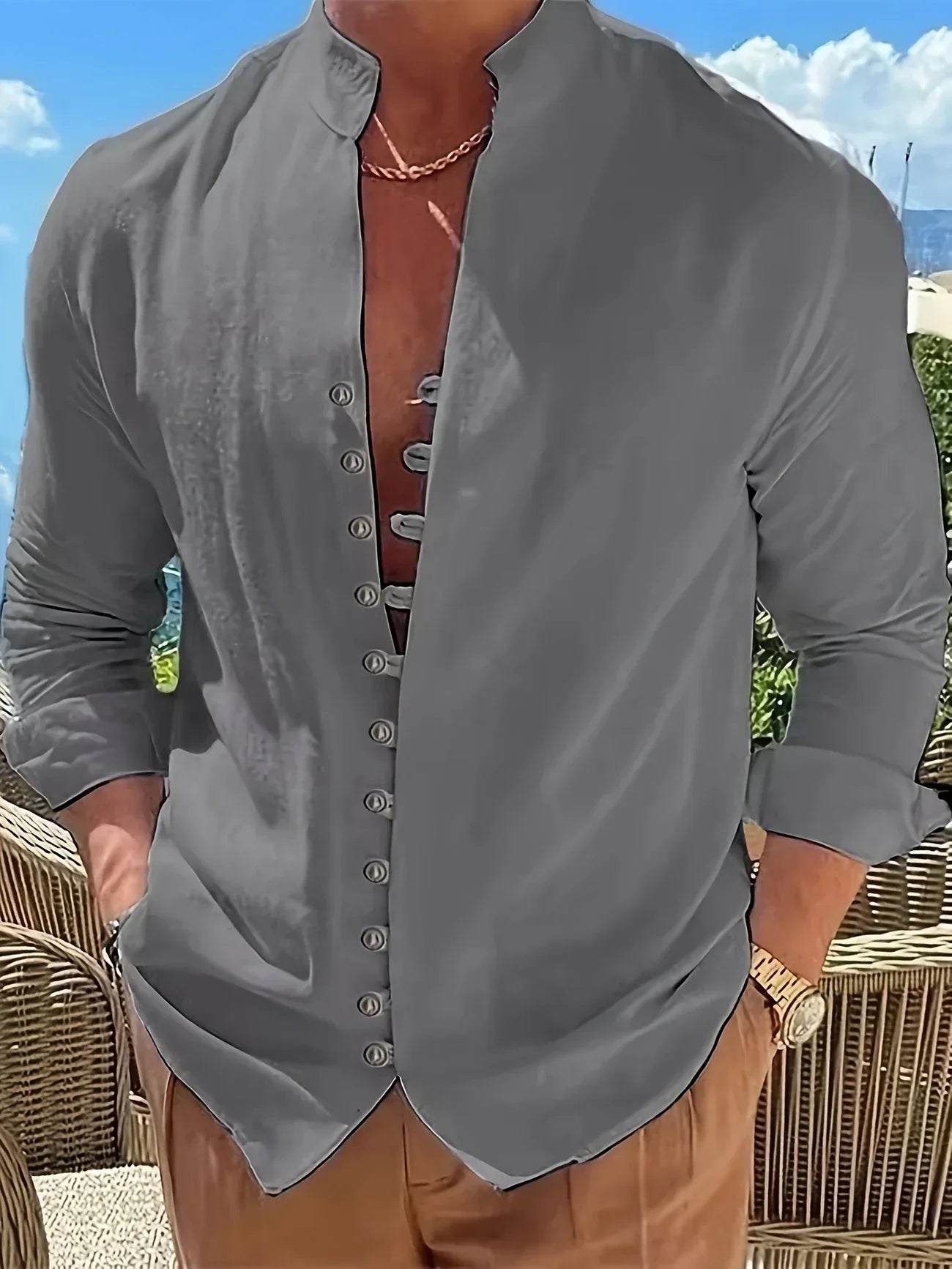 James™ | Lightweight Cotton Long Sleeve Shirt