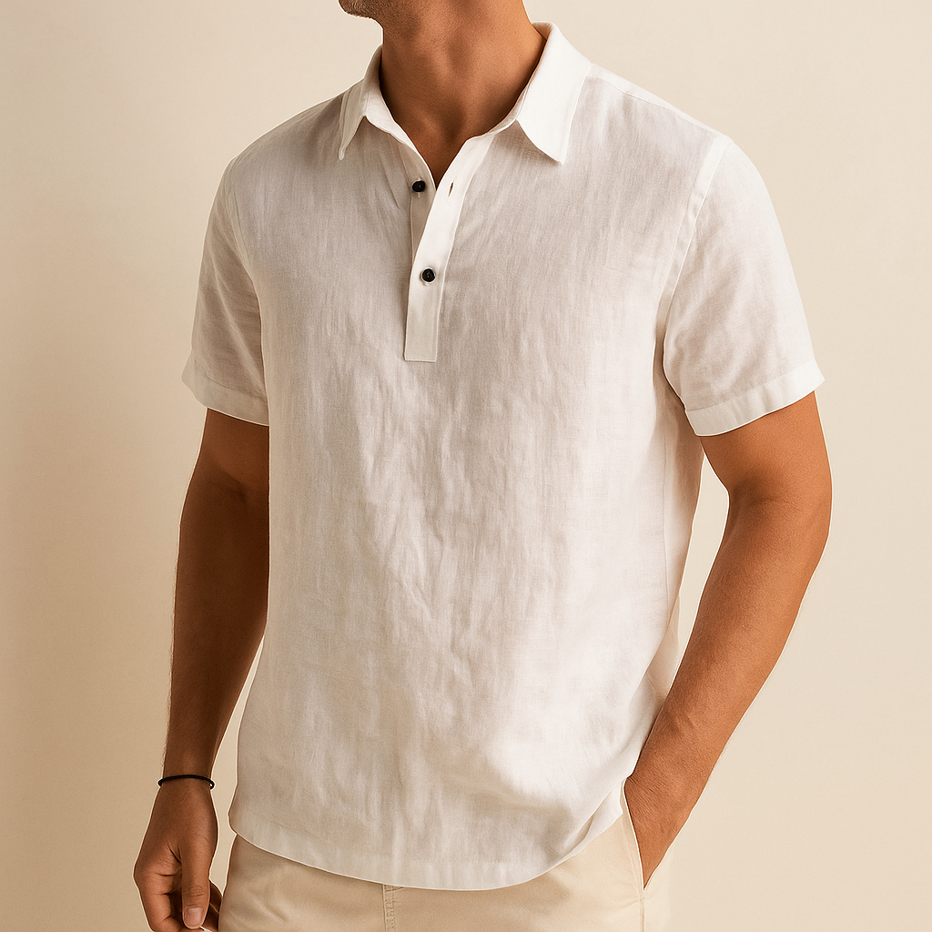 Lucenzo Summerweight Linen Polo Shirt