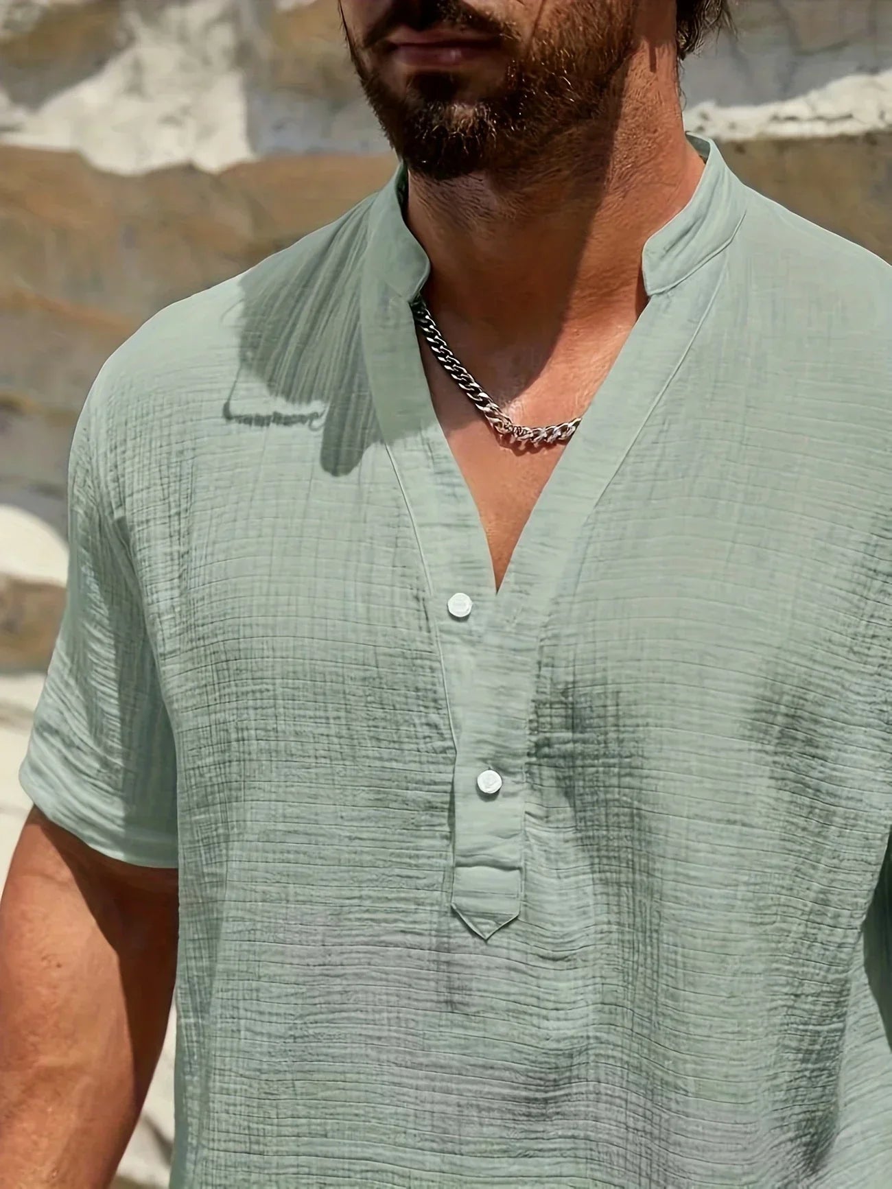 James™ | Elegant Summer Shirt with Mandarin Collar