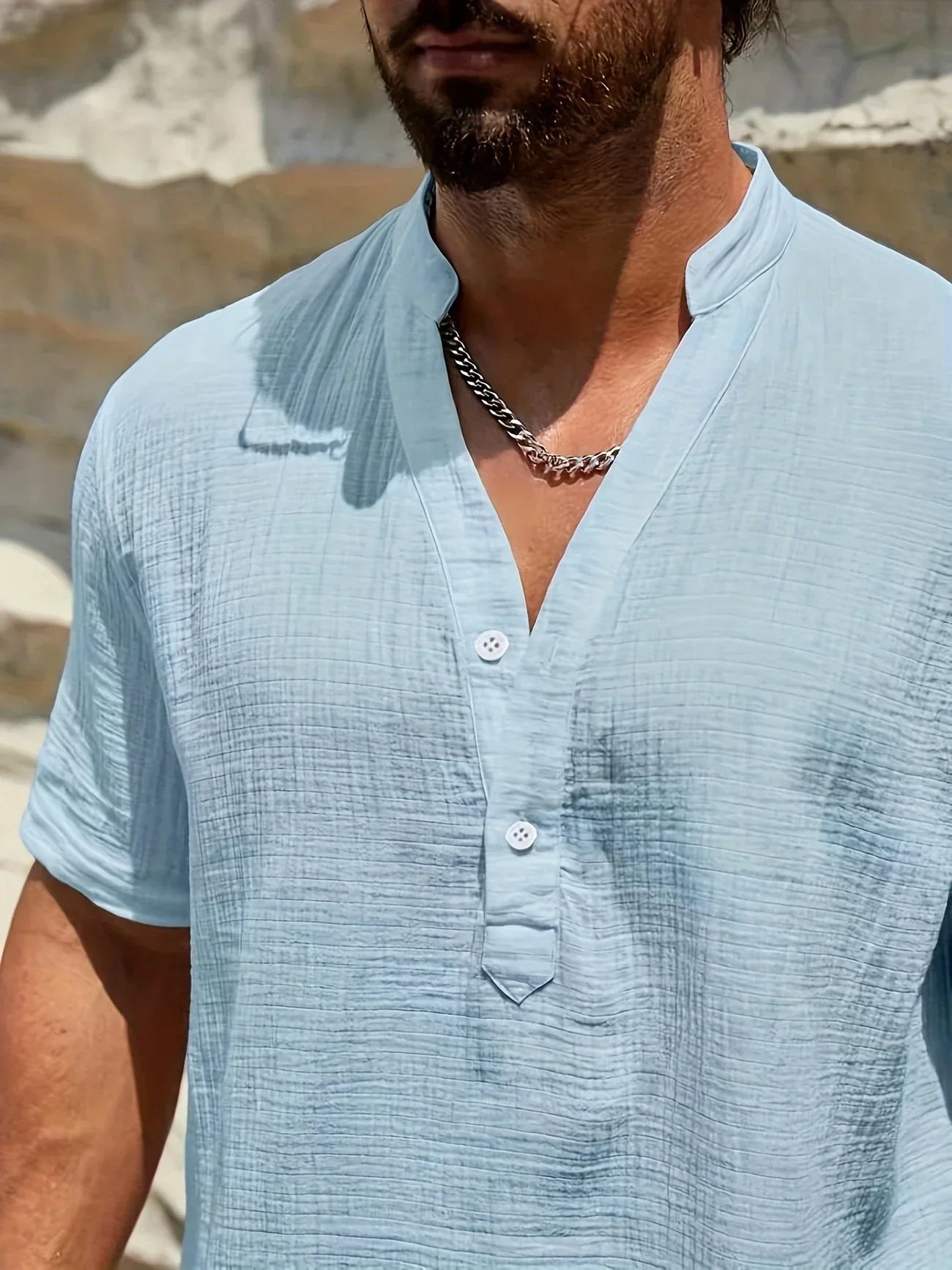 James™ | Elegant Summer Shirt with Mandarin Collar
