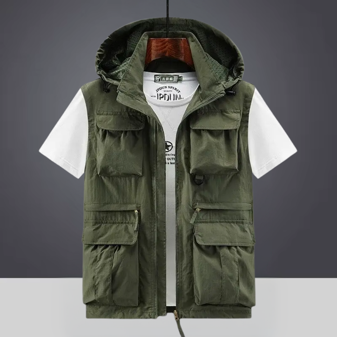 Colin – Hooded Multi-Pocket Breathable Cargo Gilet