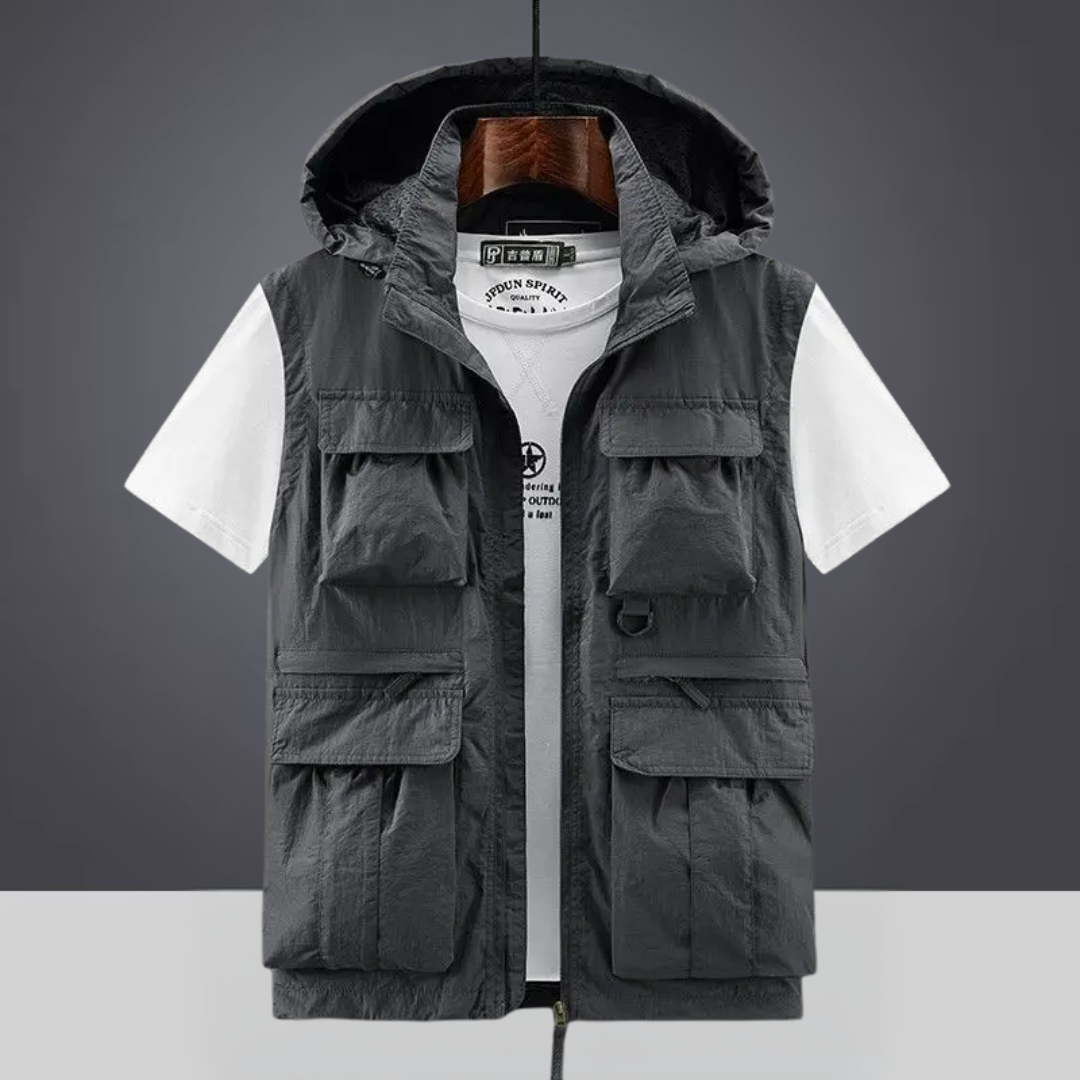 Colin – Hooded Multi-Pocket Breathable Cargo Gilet