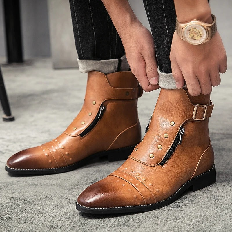 Baron Stud Leather Boots