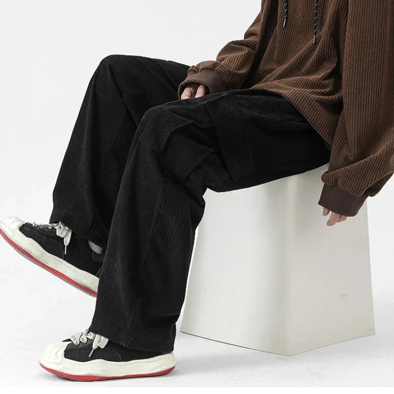 Pantalon en velours côtelé à jambes droites Haggar