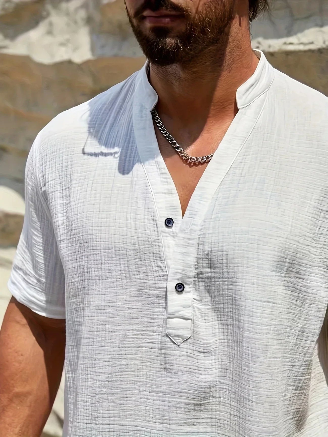 James™ | Elegant Summer Shirt with Mandarin Collar