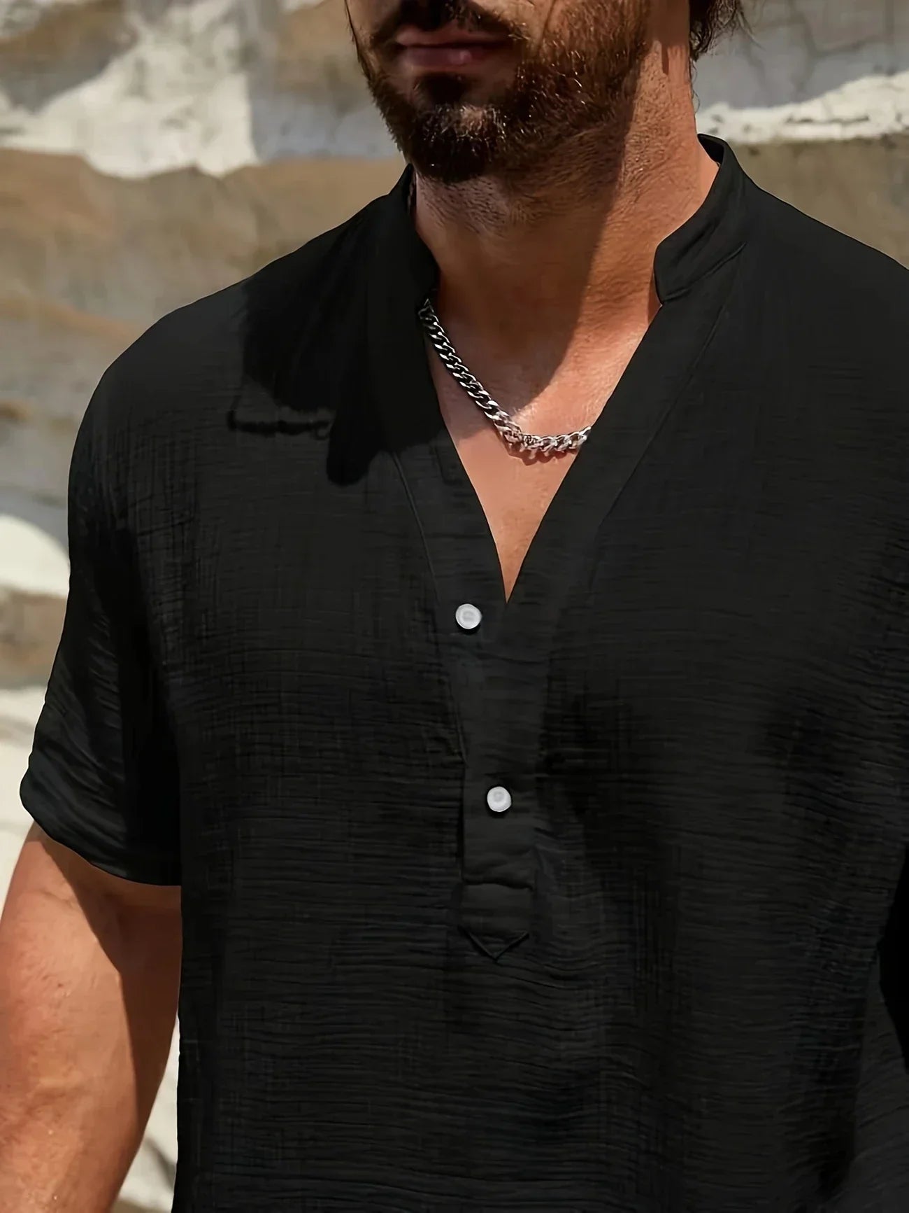James™ | Elegant Summer Shirt with Mandarin Collar