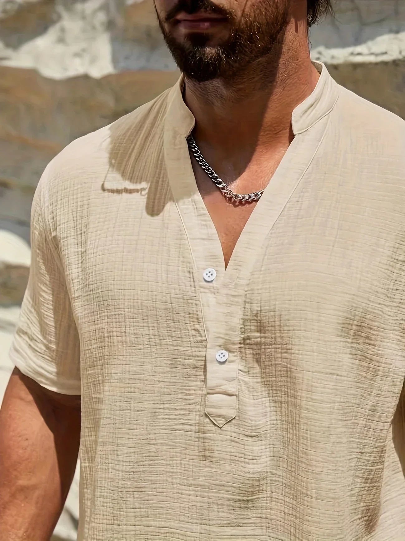 James™ | Elegant Summer Shirt with Mandarin Collar