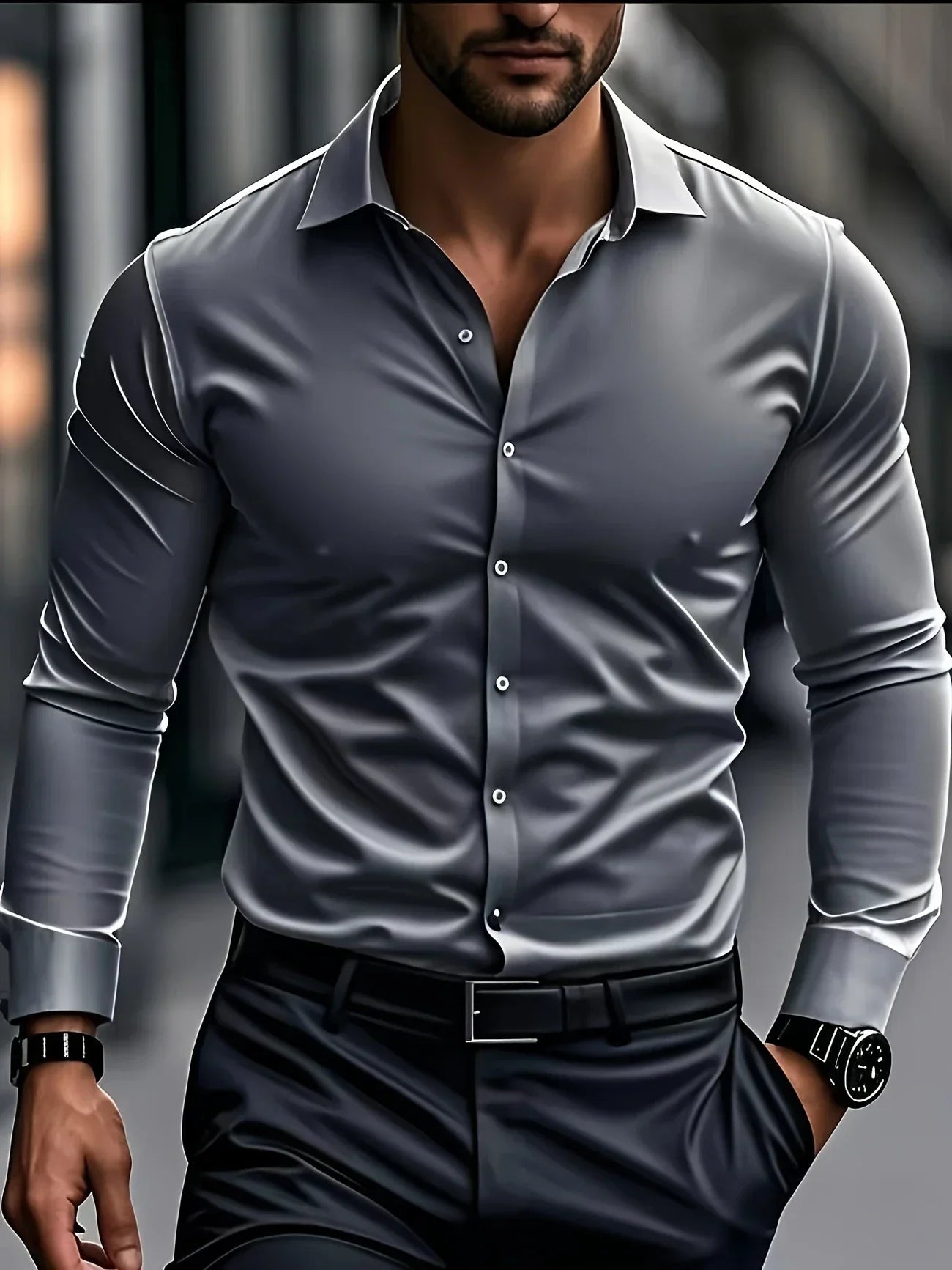 James™ | Elegant Long Sleeve Button-Up Shirt