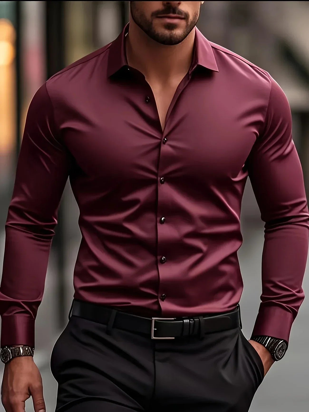 James™ | Elegant Long Sleeve Button-Up Shirt