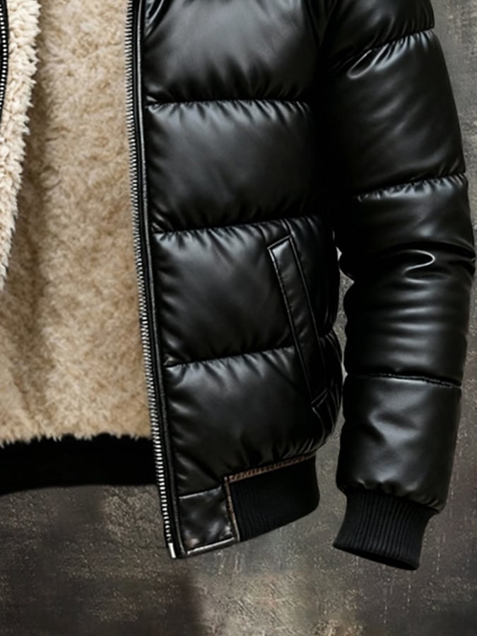 James™ | Leather Jacket with Fur Collar