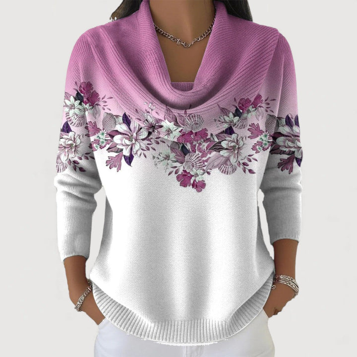 ALORA – FLORAL COWL SWEATER
