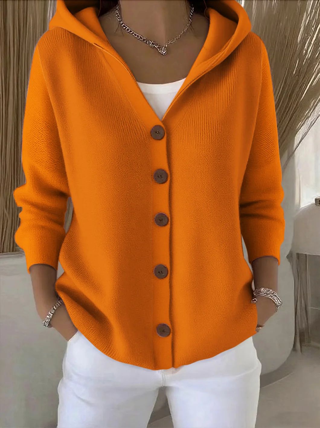 Zoé – Soft Hooded Knit Cardigan