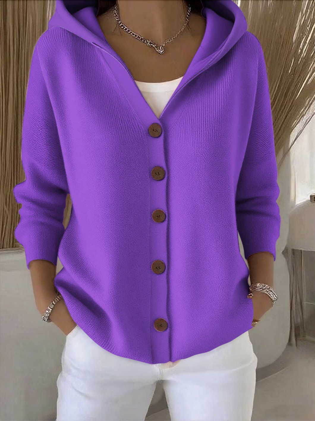 Zoé – Soft Hooded Knit Cardigan