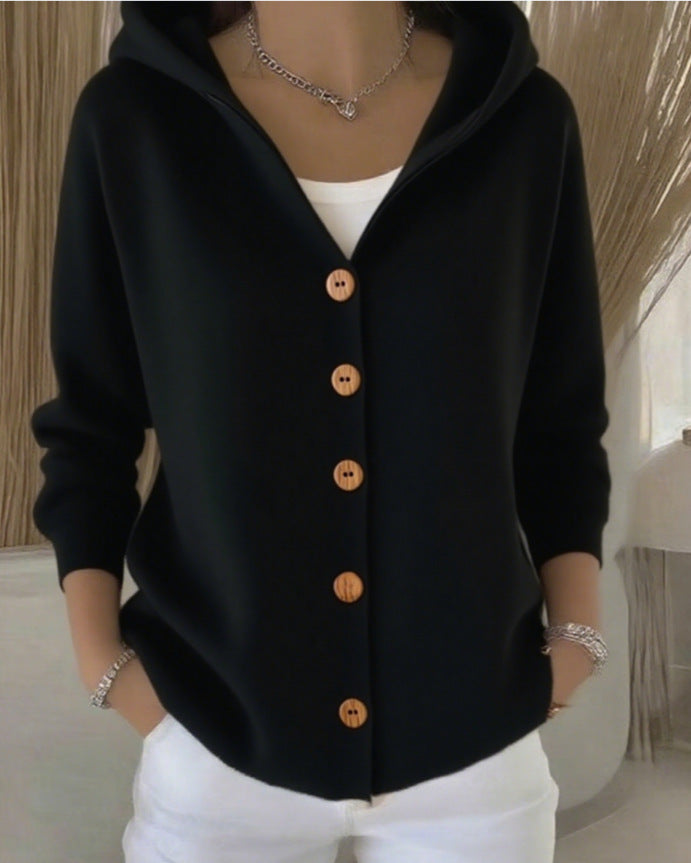 Zoé – Soft Hooded Knit Cardigan