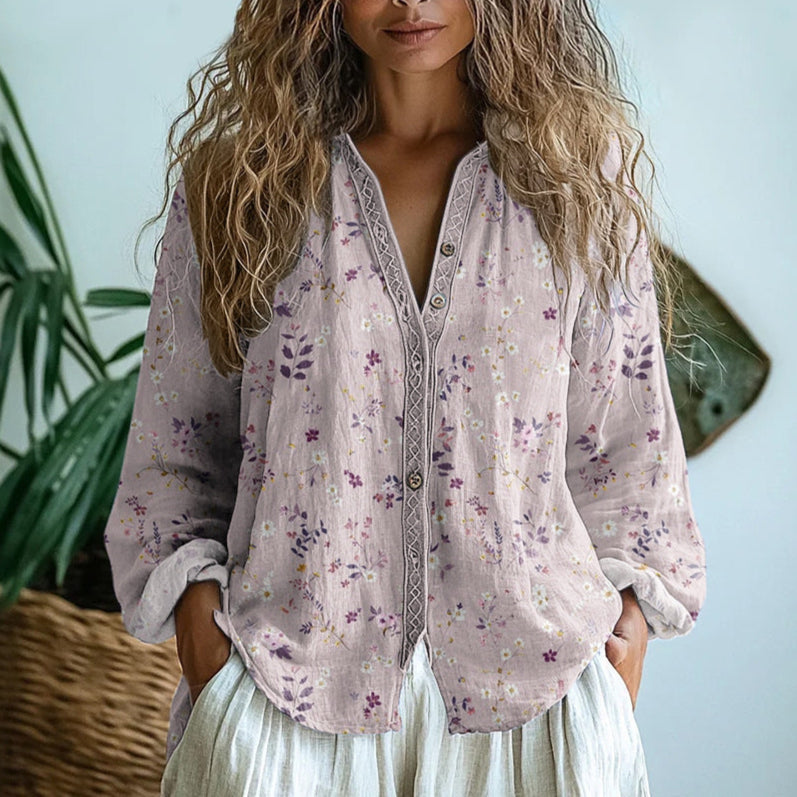 Amber™ | Vintage Shirt with Leaf Print