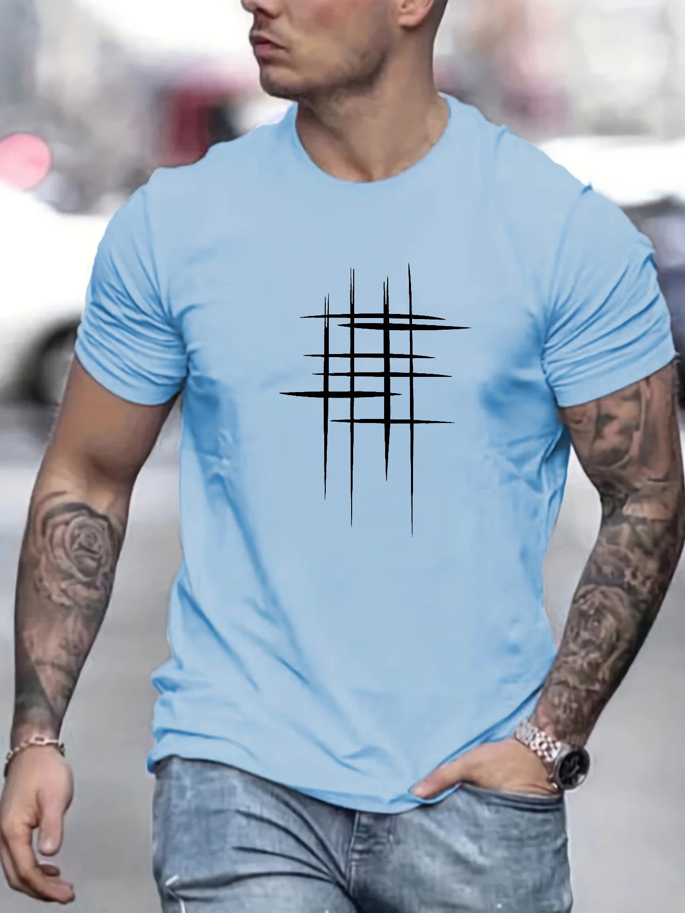 James™ | Elegant Round Neck T-shirt with Graphic Print
