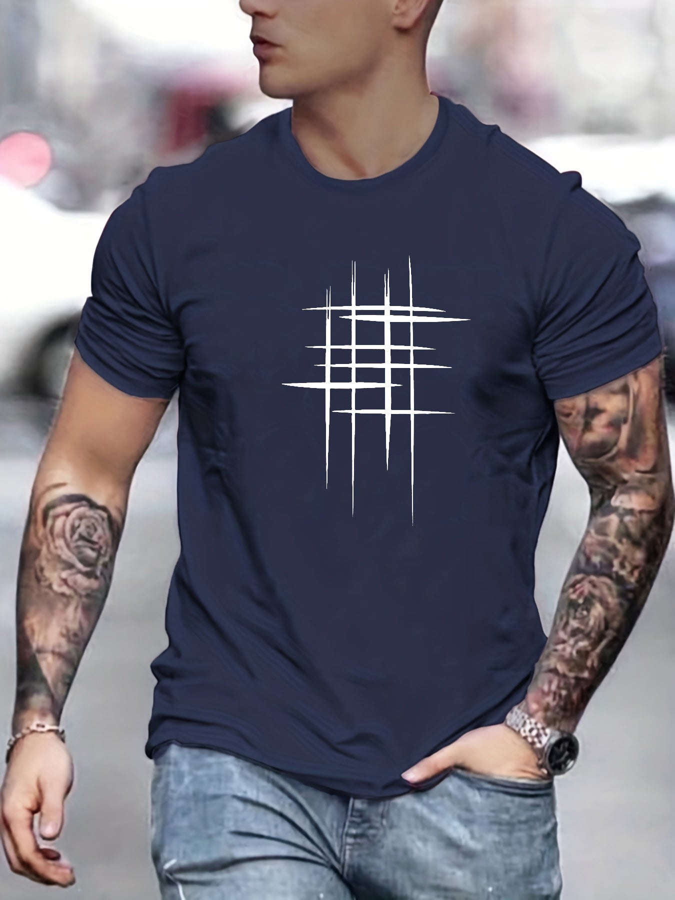 James™ | Elegant Round Neck T-shirt with Graphic Print