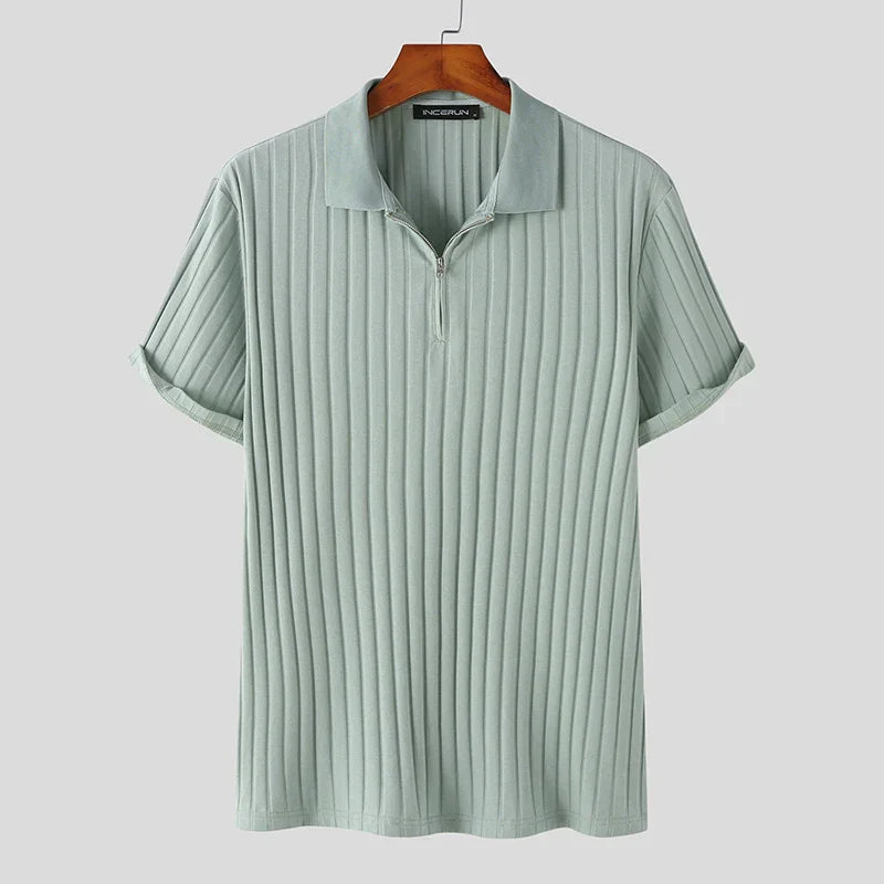 Rope Knit Quarter-Zip Short Sleeve Polo