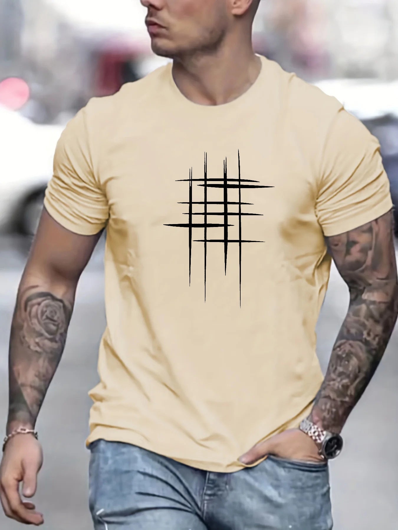 James™ | Elegant Round Neck T-shirt with Graphic Print