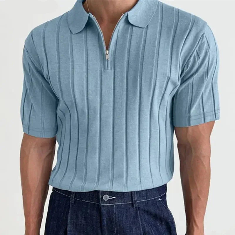 Rope Knit Quarter-Zip Short Sleeve Polo