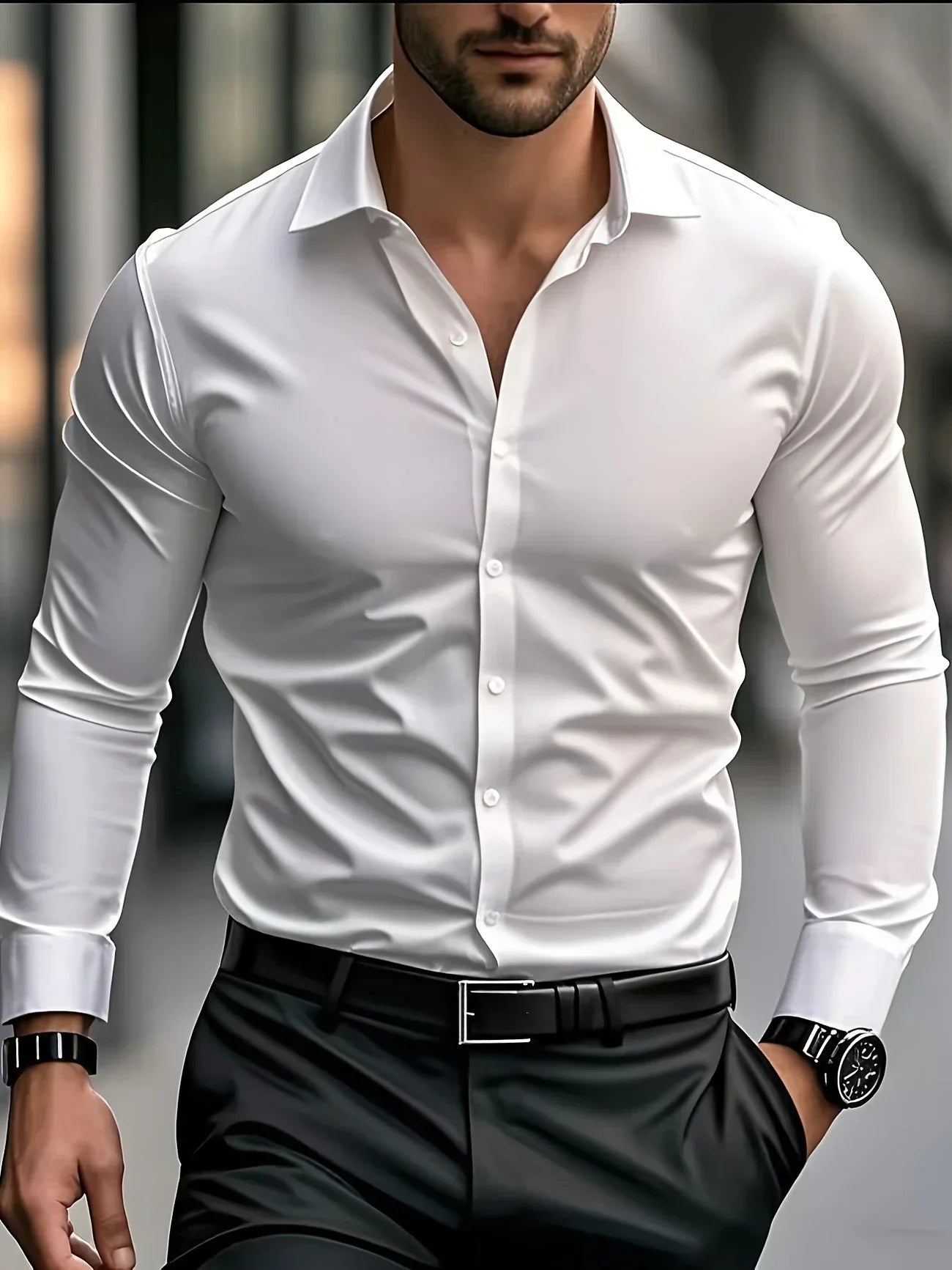 James™ | Elegant Long Sleeve Button-Up Shirt