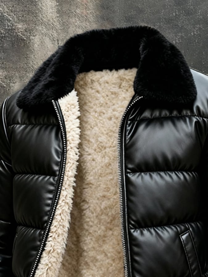James™ | Leather Jacket with Fur Collar