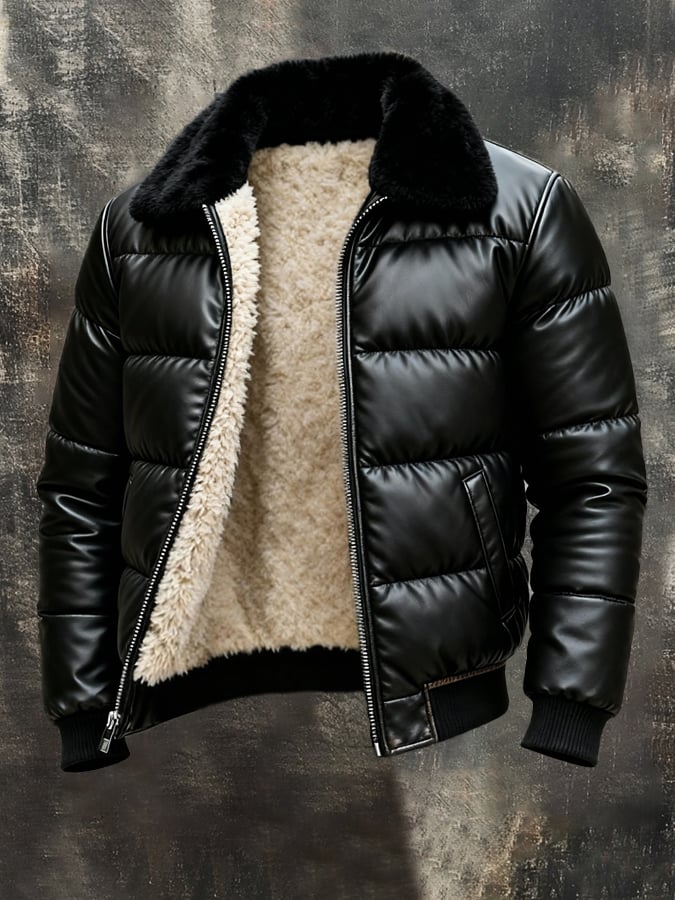 James™ | Leather Jacket with Fur Collar