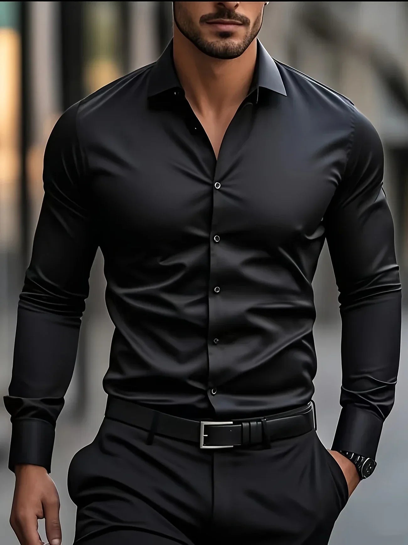 James™ | Elegant Long Sleeve Button-Up Shirt