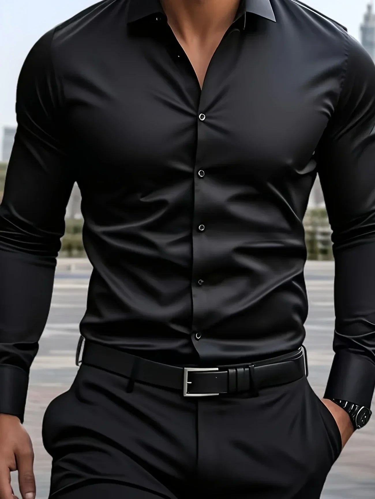 James™ | Elegant Long Sleeve Button-Up Shirt